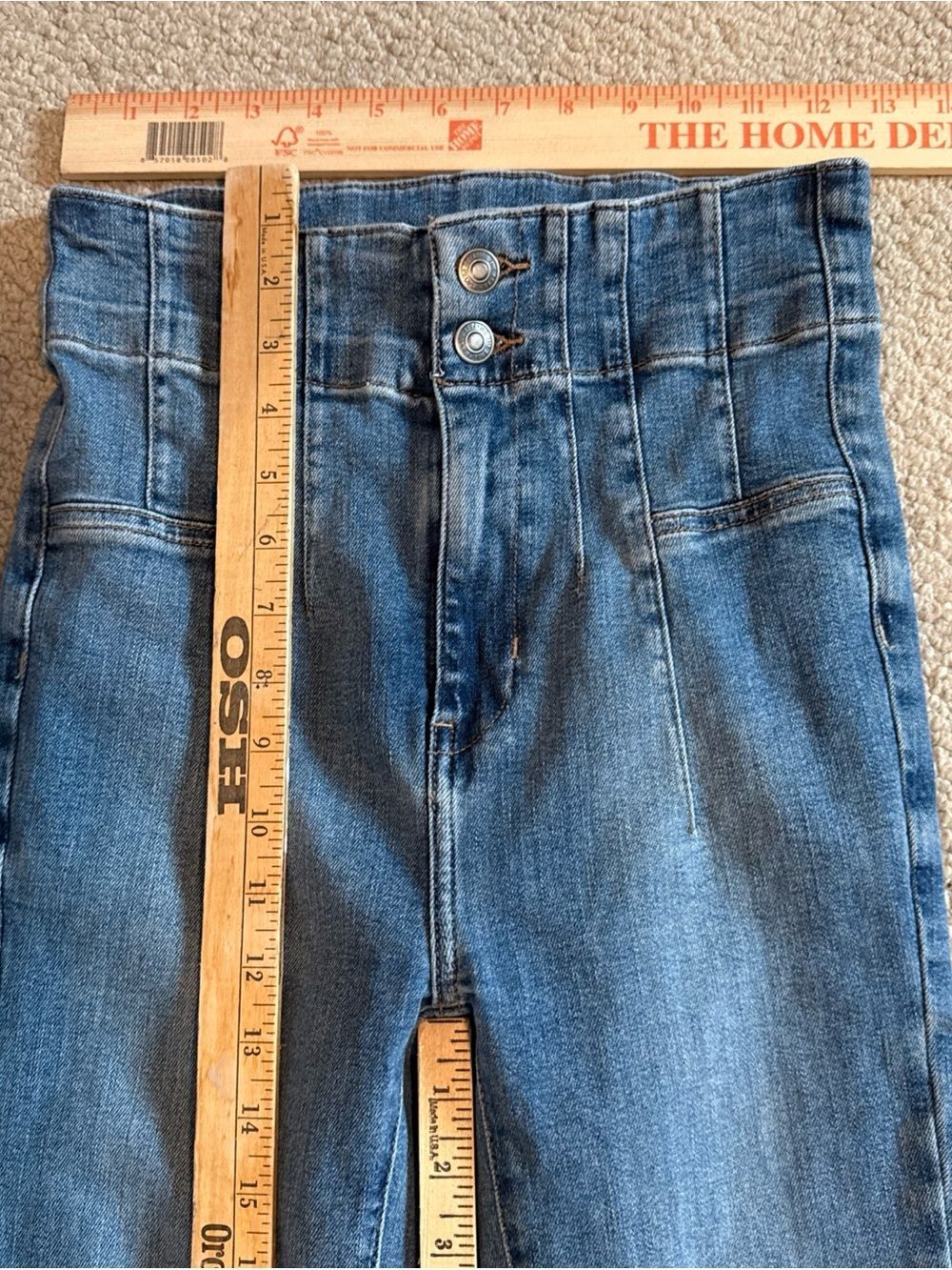 Free People We The Free High-Rise Jayde Flare Jeans in Medium Blue Wash | Sz 26 - Picture 8 of 12